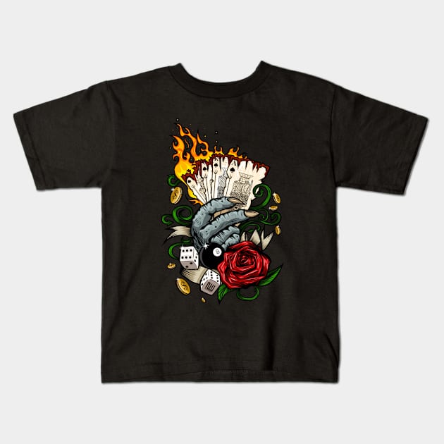 Hand Of Cards Kids T-Shirt by adamzworld